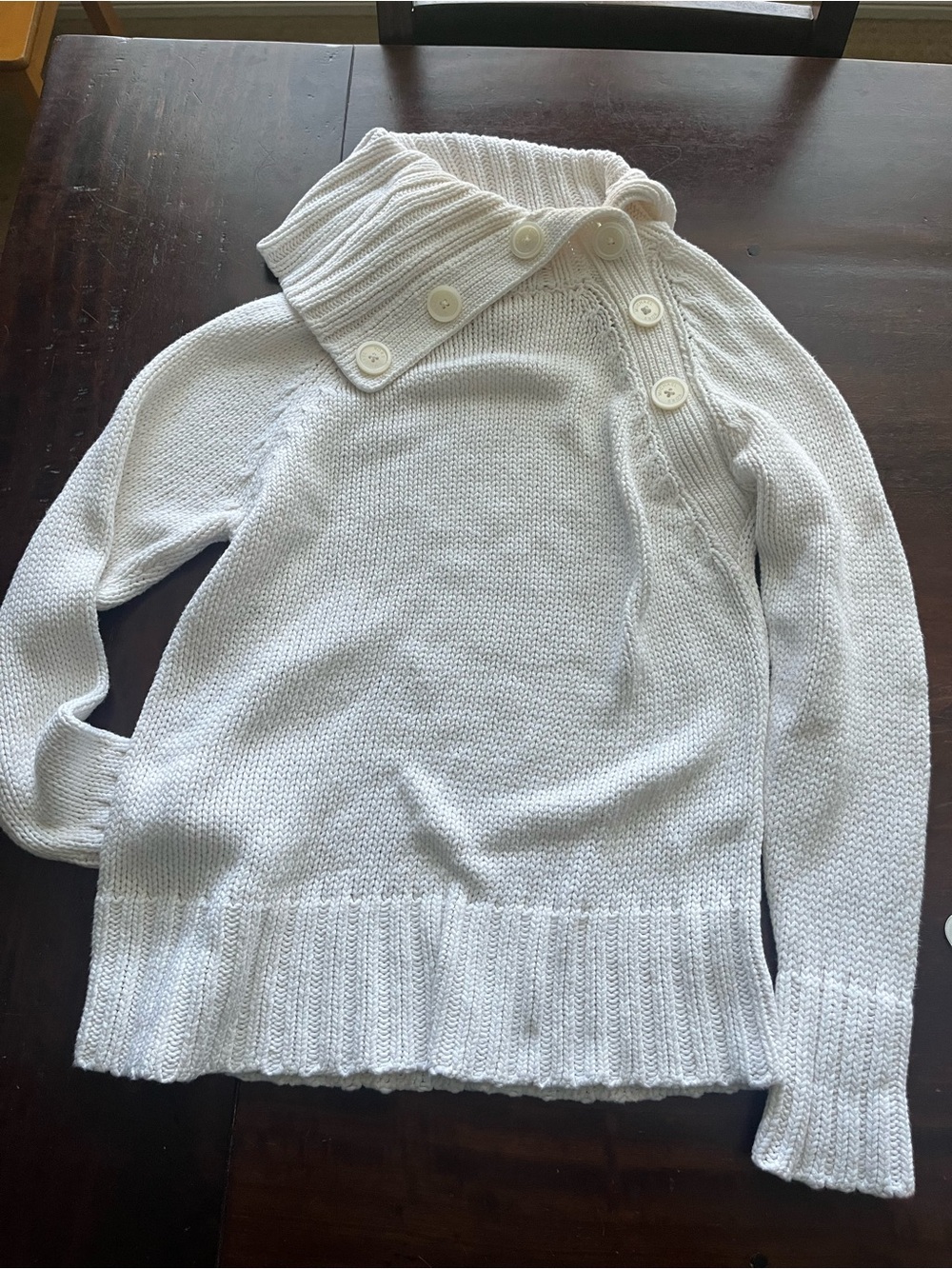 Michael Kors Cream Button-Detail Cowl Neck Sweater